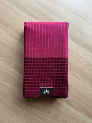 Stripped Cotton Saree with Checked Border-22595-22596
