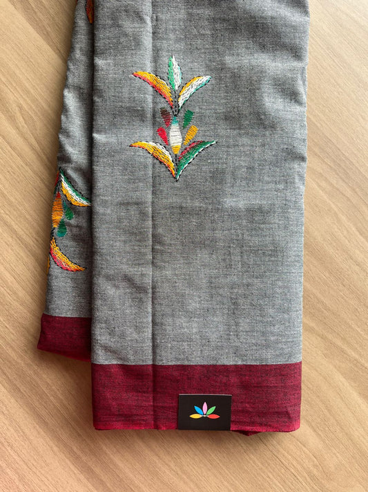 Kantha Stitch Cotton Saree -22629