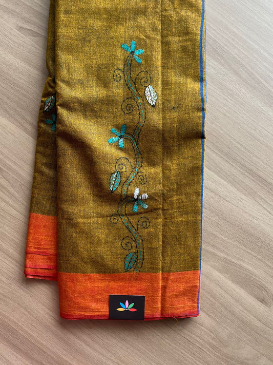 Kantha Stitch Cotton Saree -22630