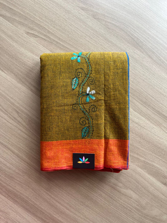 Kantha Stitch Cotton Saree -22630