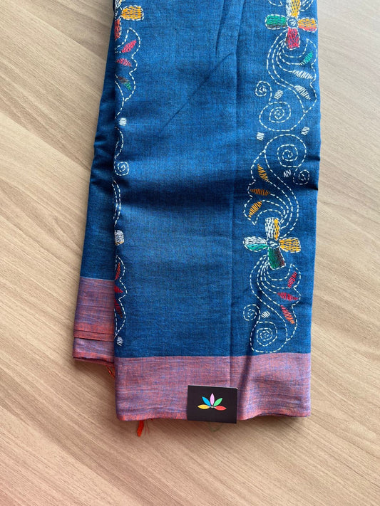 Kantha Stitch Cotton Saree -22631