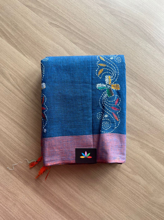 Kantha Stitch Cotton Saree -22631