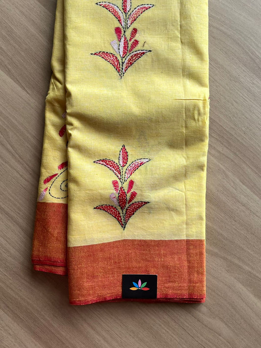 Kantha Stitch Cotton Saree -22632