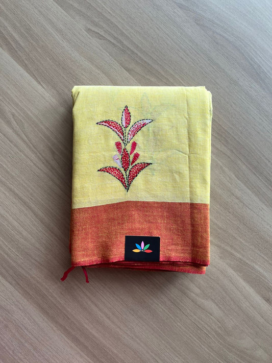 Kantha Stitch Cotton Saree -22632