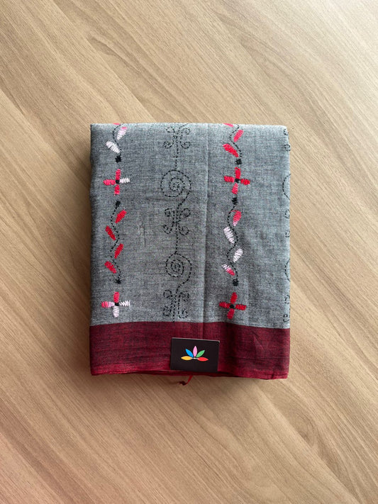 Kantha Stitch Cotton Saree -22633