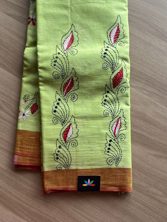 Kantha Stitch Cotton Saree -22634