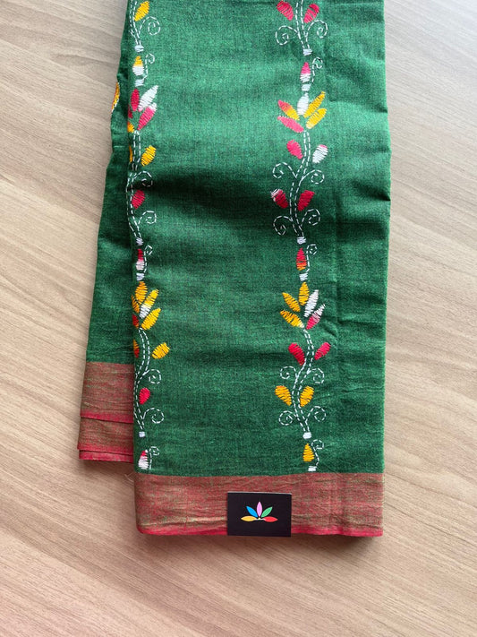Kantha Stitch Cotton Saree -22635