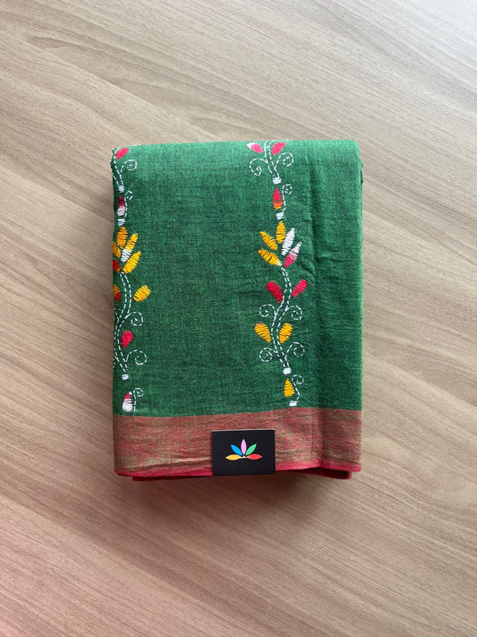 Kantha Stitch Cotton Saree -22635
