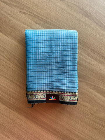 Checked Small Border Narayanpet Cotton Saree -22650-22651