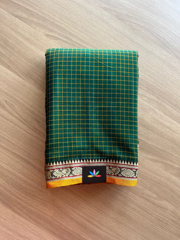 Checked Small Border Narayanpet Cotton Saree -22652-22653