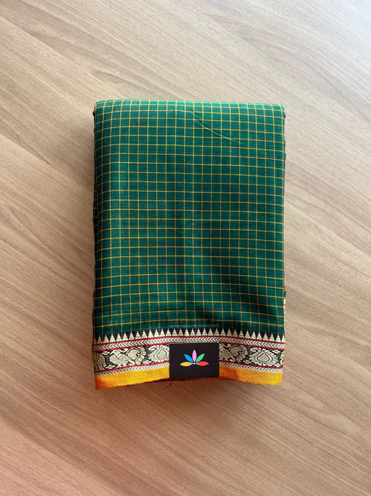 Checked Small Border Narayanpet Cotton Saree -22652-22653