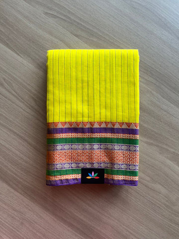 Stripped Long Border Narayanpet Mercerized Cotton Saree -22681-22682