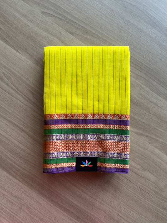 Stripped Long Border Narayanpet Mercerized Cotton Saree -22681-22682