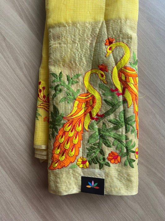 Exclusive Bird Border Embroidery Kota Saree-22730