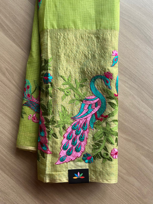 Exclusive Bird Border Embroidery Kota Saree-22731