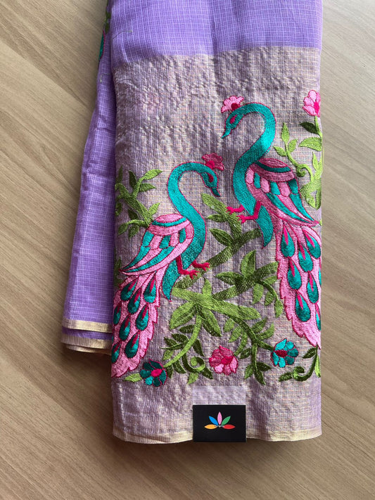 Exclusive Bird Border Embroidery Kota Saree-22732