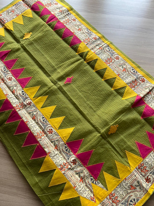 Appliqué work Kota Checks Saree (Without blouse) -22798