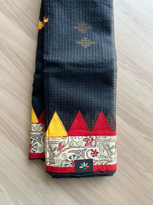 Appliqué work Kota Checks Saree (Without blouse) -22806