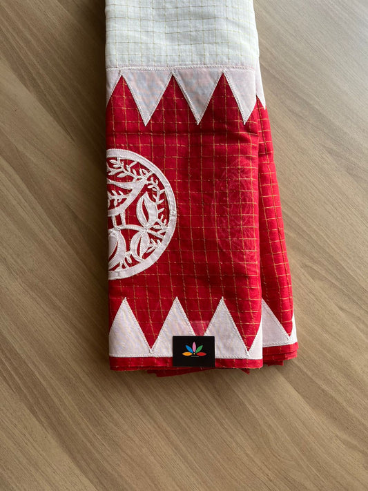 Appliqué work Bengal Cotton Saree (Without blouse) -22807