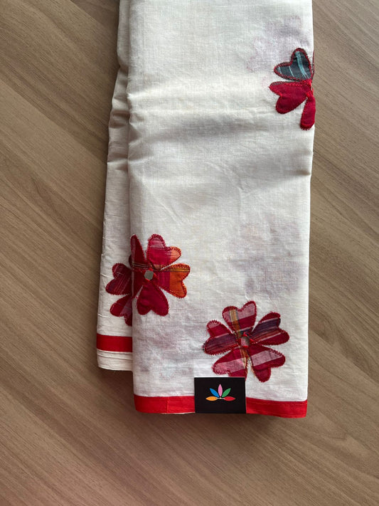 Appliqué work Bengal Cotton Saree (Without blouse) -22832