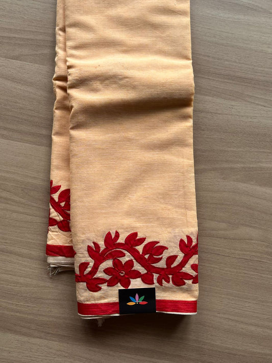 Appliqué work Bengal Cotton Saree (Without blouse) - 23017