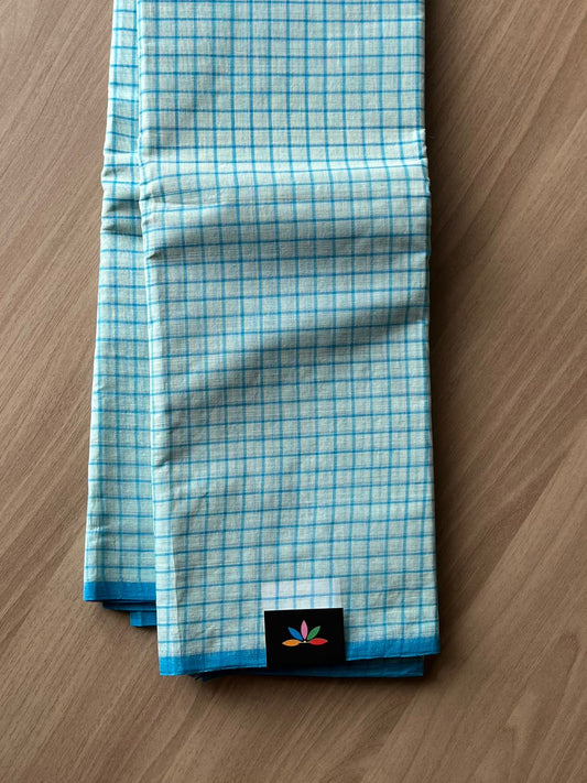 Simple Checked Handloom Cotton Starched Saree (Without blouse) -23027-23030