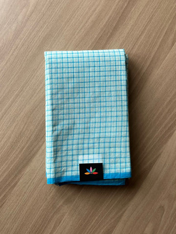 Simple Checked Handloom Cotton Starched Saree (Without blouse) -23027-23030