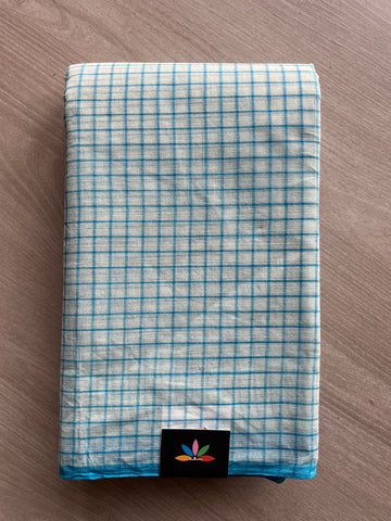 Simple Checked Handloom Cotton Starched Saree (Without blouse) -23027-23030