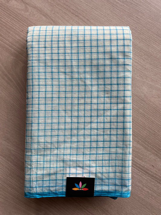 Simple Checked Handloom Cotton Starched Saree (Without blouse) -23027-23030