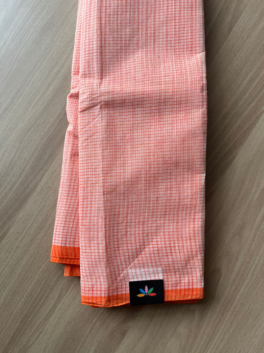 Simple Checked Handloom Cotton Starched Saree (Without blouse) -23033-23034