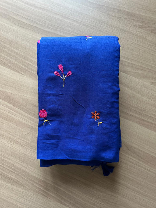 Floral embroidered cotton saree- 23231 - 23233