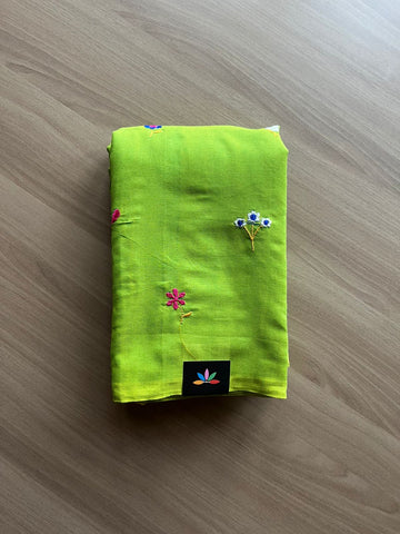 Floral embroidered cotton saree-23234-23236