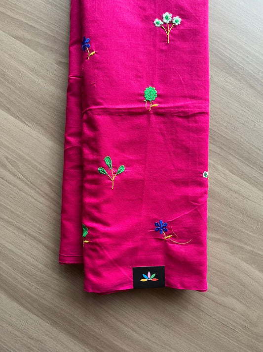 Floral embroidered cotton saree-23237-23239
