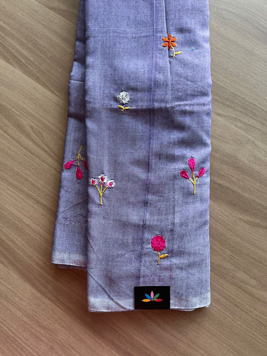 Floral embroidered cotton saree- 23240- 23242