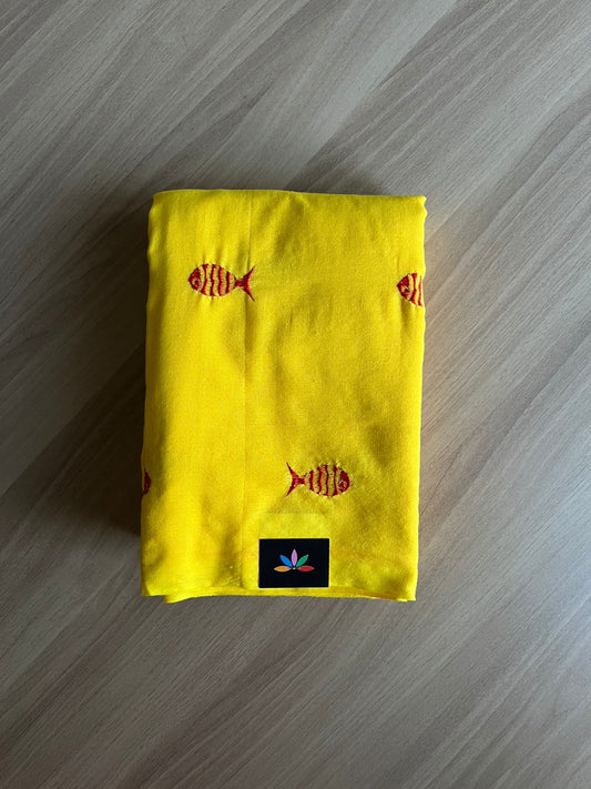 Fish embroidered cotton saree-23264-23265