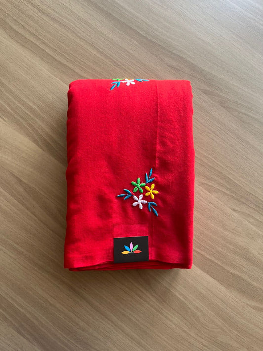 Floral embroidered cotton saree-23286-23287