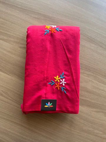 Floral embroidered cotton saree-23291