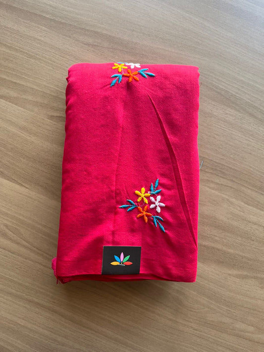 Floral embroidered cotton saree-23291