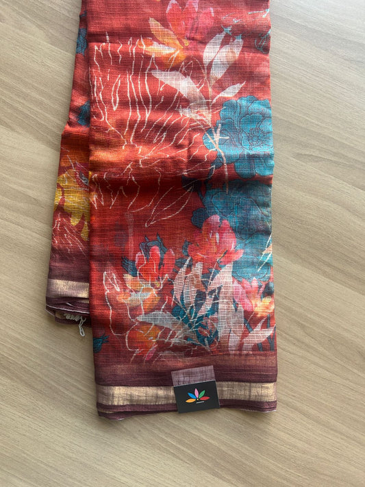Floral Digital Printed Kota Doria Saree-23318