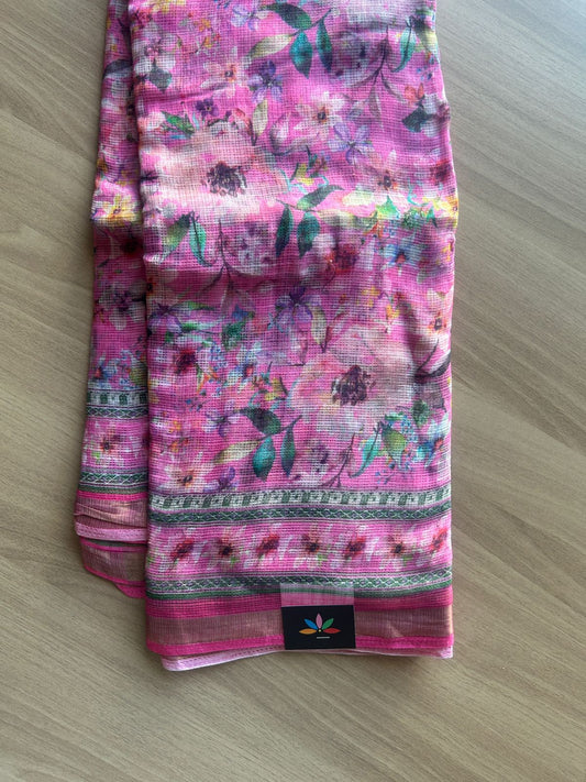 Floral Digital Printed Kota Doria Saree-23320