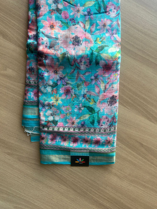 Floral Digital Printed Kota Doria Saree-23323