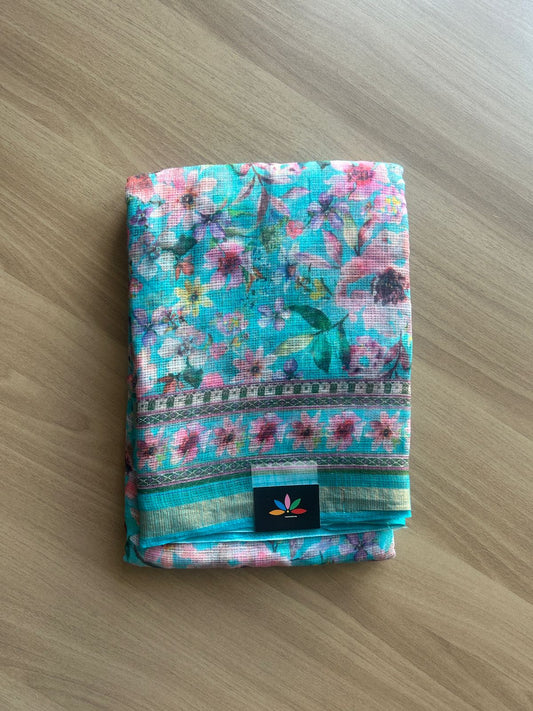 Floral Digital Printed Kota Doria Saree-23323