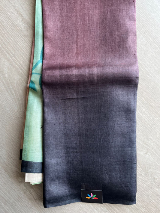 Gradient Desi Tussar Saree with Hand Painted Krishna Pallu - 23333