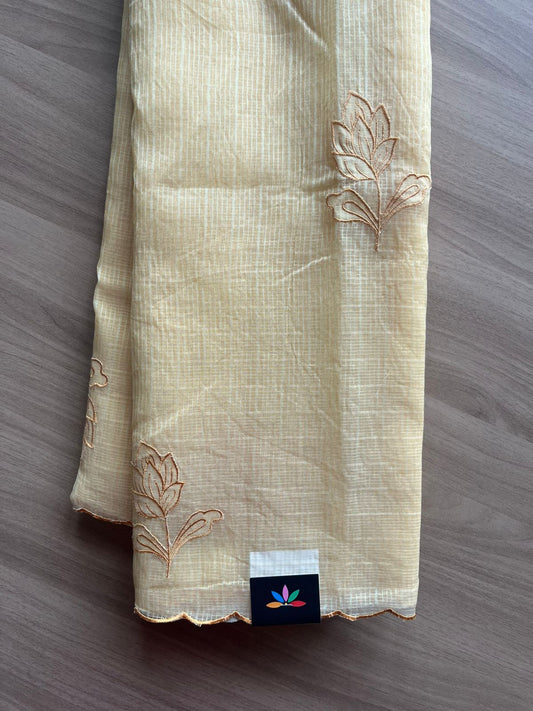 Scallop Border Embroidery Semi Kota Saree -23408