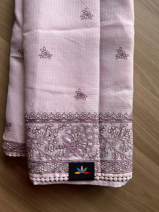 Floral Embroidered Border Silky Kota Saree - 23412