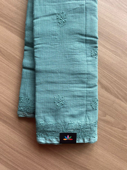 Hand embroidered Chikankari Kota Cotton Saree - 23416