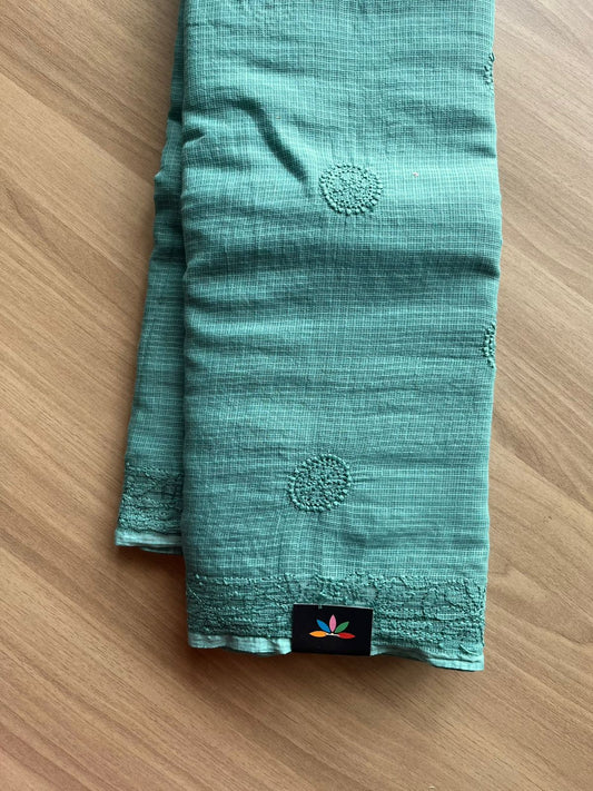 Hand embroidered Chikankari Kota Cotton Saree - 23420