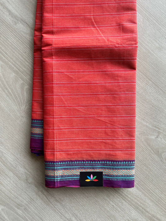 Woven Border Embroidered Pure Cotton Saree-23495