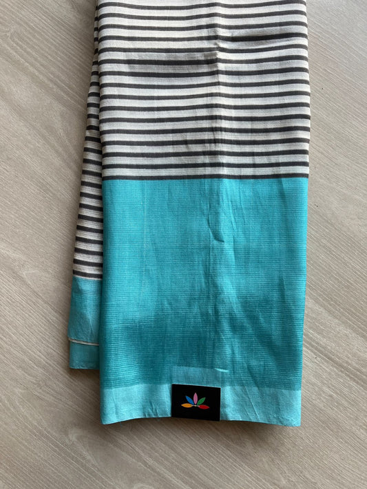 Contrast Border Striped Mangalagiri Silk Cotton Saree-23505