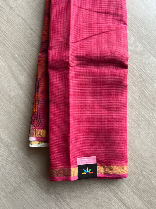 Kalamkari Pallu and Blouse Kota Cotton Saree - 23506